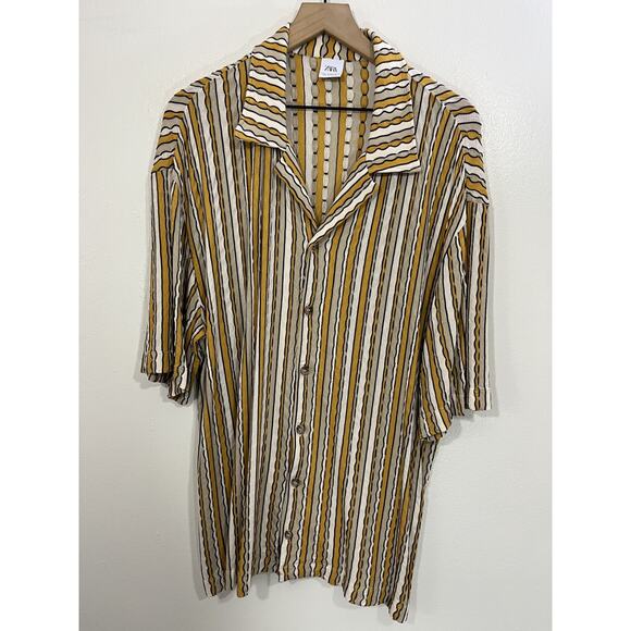 Retro Striped 70s Inspired Resort Preppy Eclectic Grandpa Bowling Camp Shirt XL - Picture 1 of 14